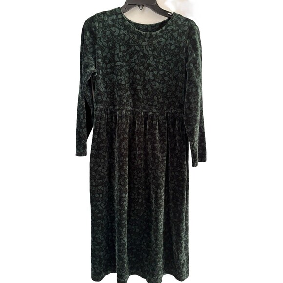 Vtg LL Bean Velour Dress Maxi Holly Print Christmas Cottagecore Whimsigoth L - Picture 1 of 9